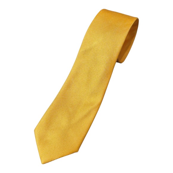 Charvet Paris 100% Silk Tie Yellow Textured Diamond Accent France 58